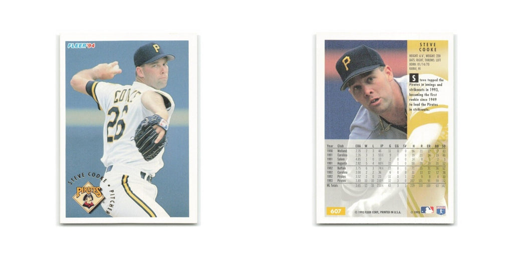 Steve Cooke 1994 Fleer #607 Pittsburgh Pirates Baseball Card NM