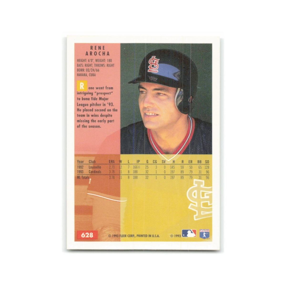 Rene Arocha 1994 Fleer #628 St. Louis Cardinals Baseball Card NM