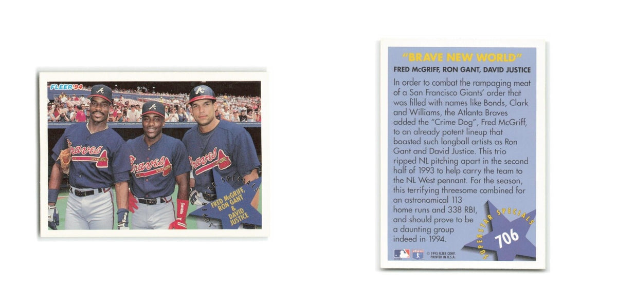 Mc Griff Gant Justice 1994 Fleer #706 Atlanta Braves Baseball Card NM