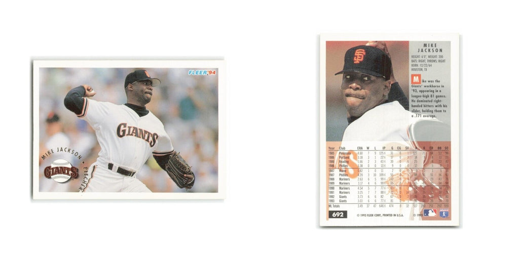 Mike Jackson 1994 Fleer #692 San Francisco Giants Baseball Card NM