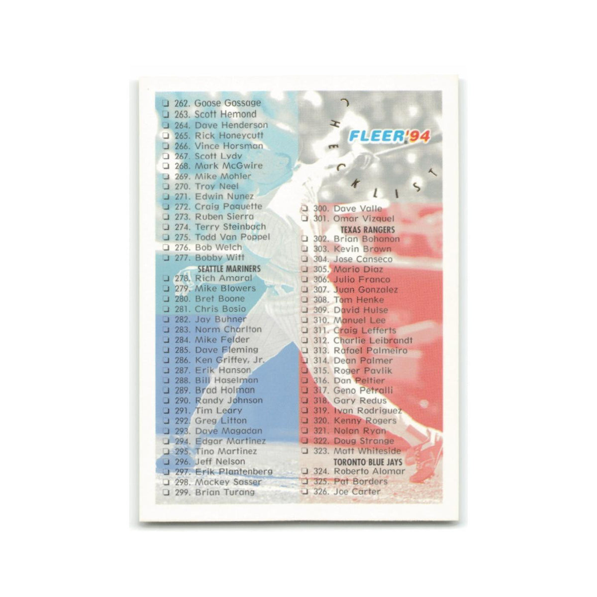 Checklist 1994 Fleer #716 Baseball Card NM