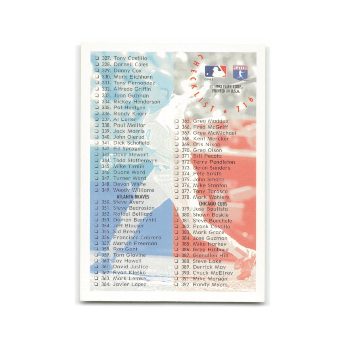 Checklist 1994 Fleer #716 Baseball Card NM