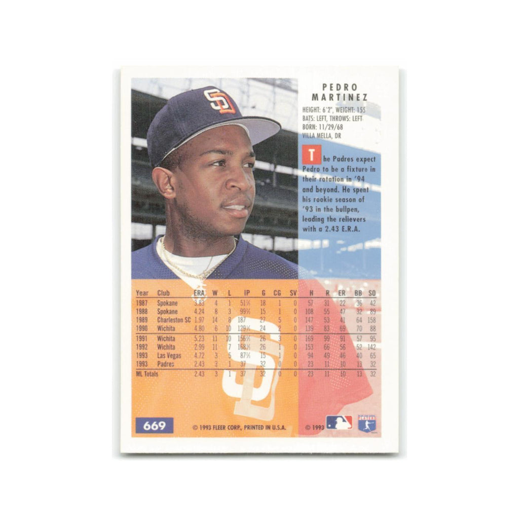 Pedro Martinez 1994 Fleer #669 San Diego Padres Baseball Card NM