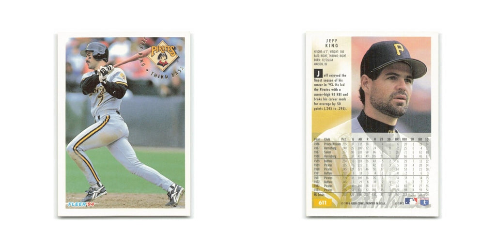 Jeff King 1994 Fleer #611 Pittsburgh Pirates Baseball Card NM