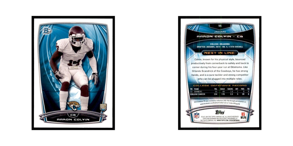 2014 Bowman Aaron Colvin RC Football Cards #96