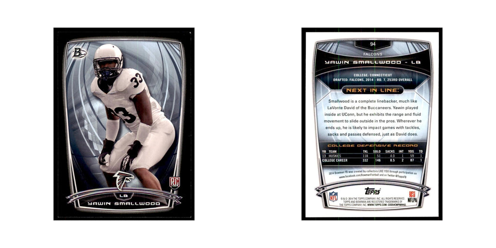2014 Bowman Yawin Smallwood RC Football Cards #94