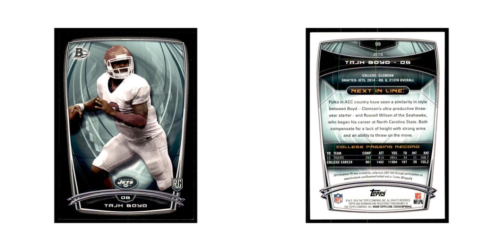 2014 Bowman Tajh Boyd RC Football Cards #99