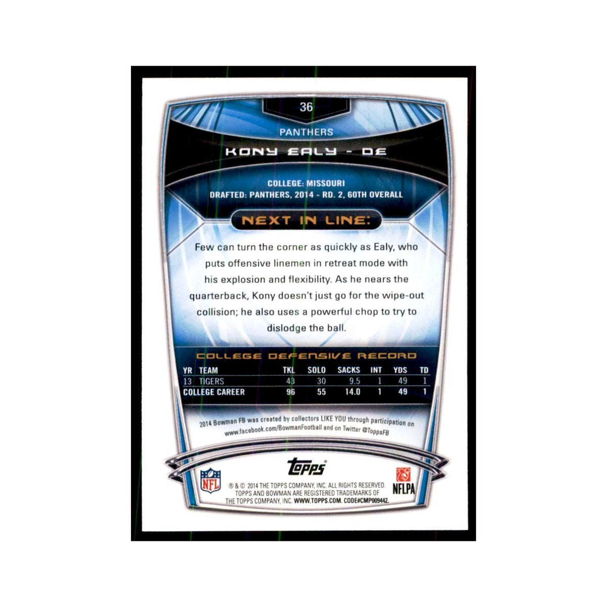 2014 Bowman Kony Ealy RC Football Cards #36