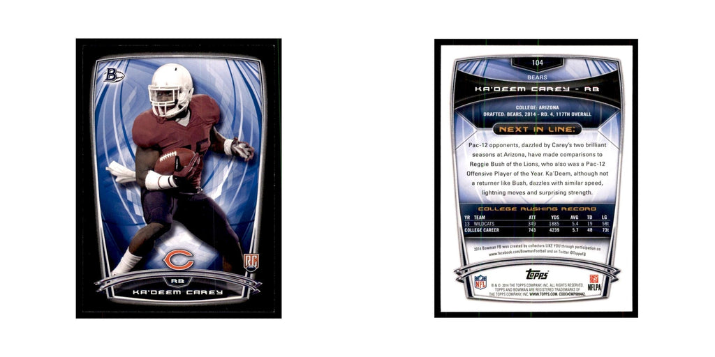 2014 Bowman Ka’Deem Carey RC Football Cards #104
