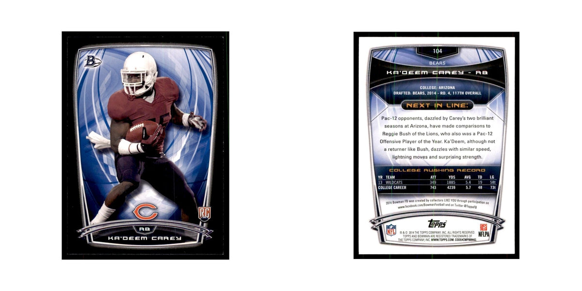 2014 Bowman Ka’Deem Carey RC Football Cards #104