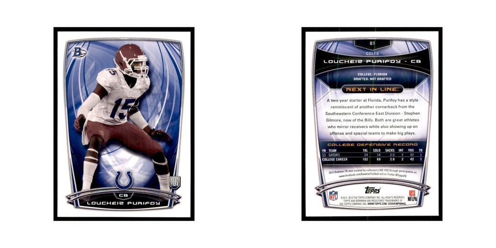 2014 Bowman Loucheiz Purifoy RC Football Cards #81