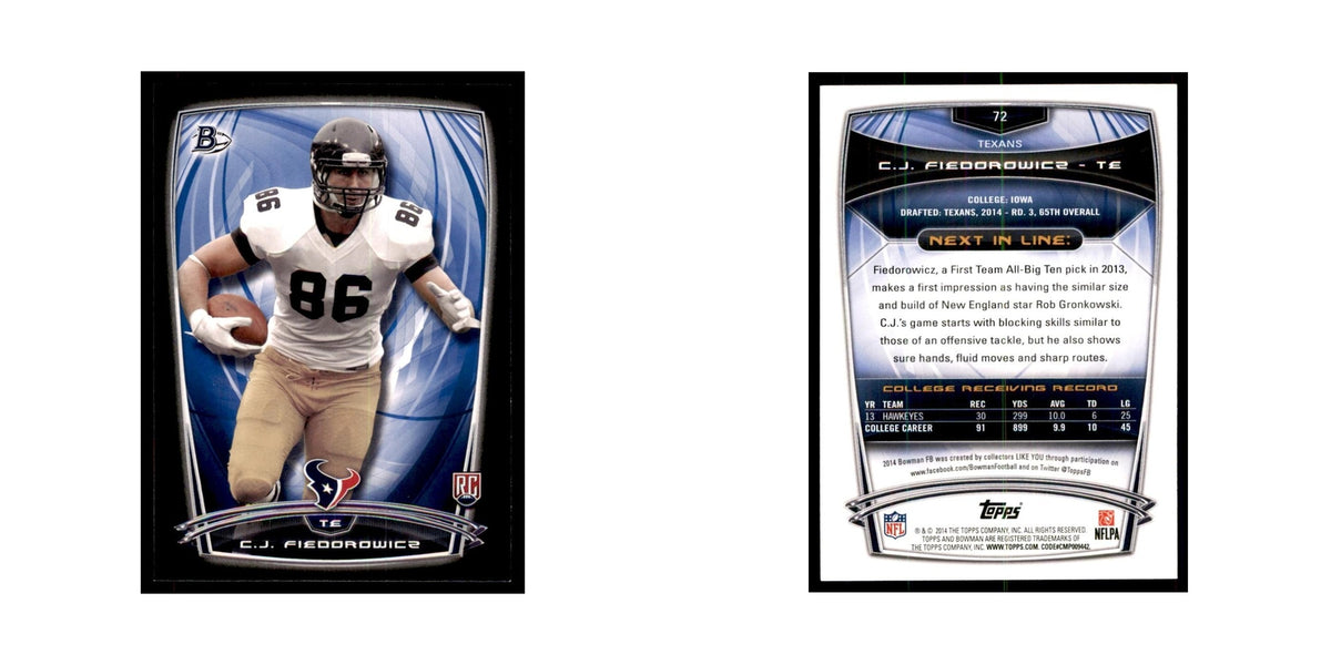 2014 Bowman C.J. Fiedorowicz RC Football Cards #72