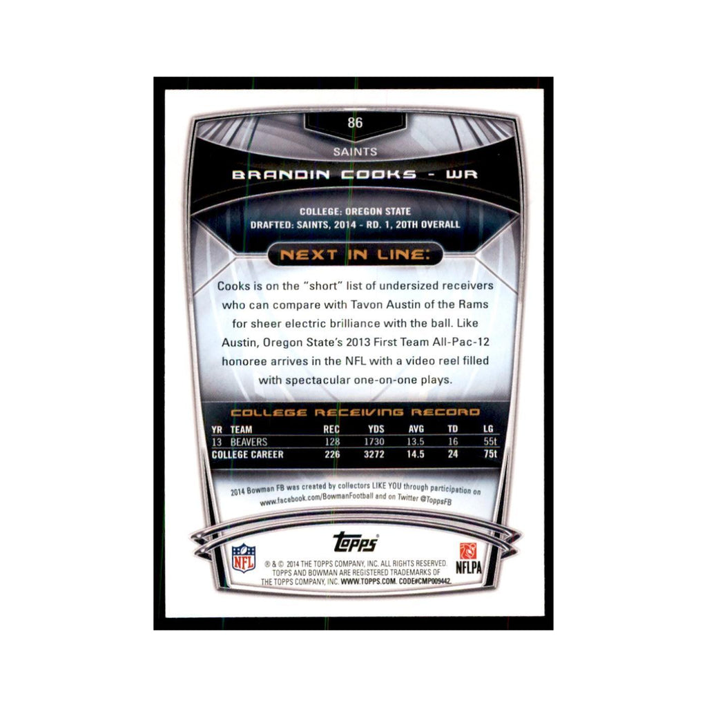 2014 Bowman Brandin Cooks RC Football Cards #86