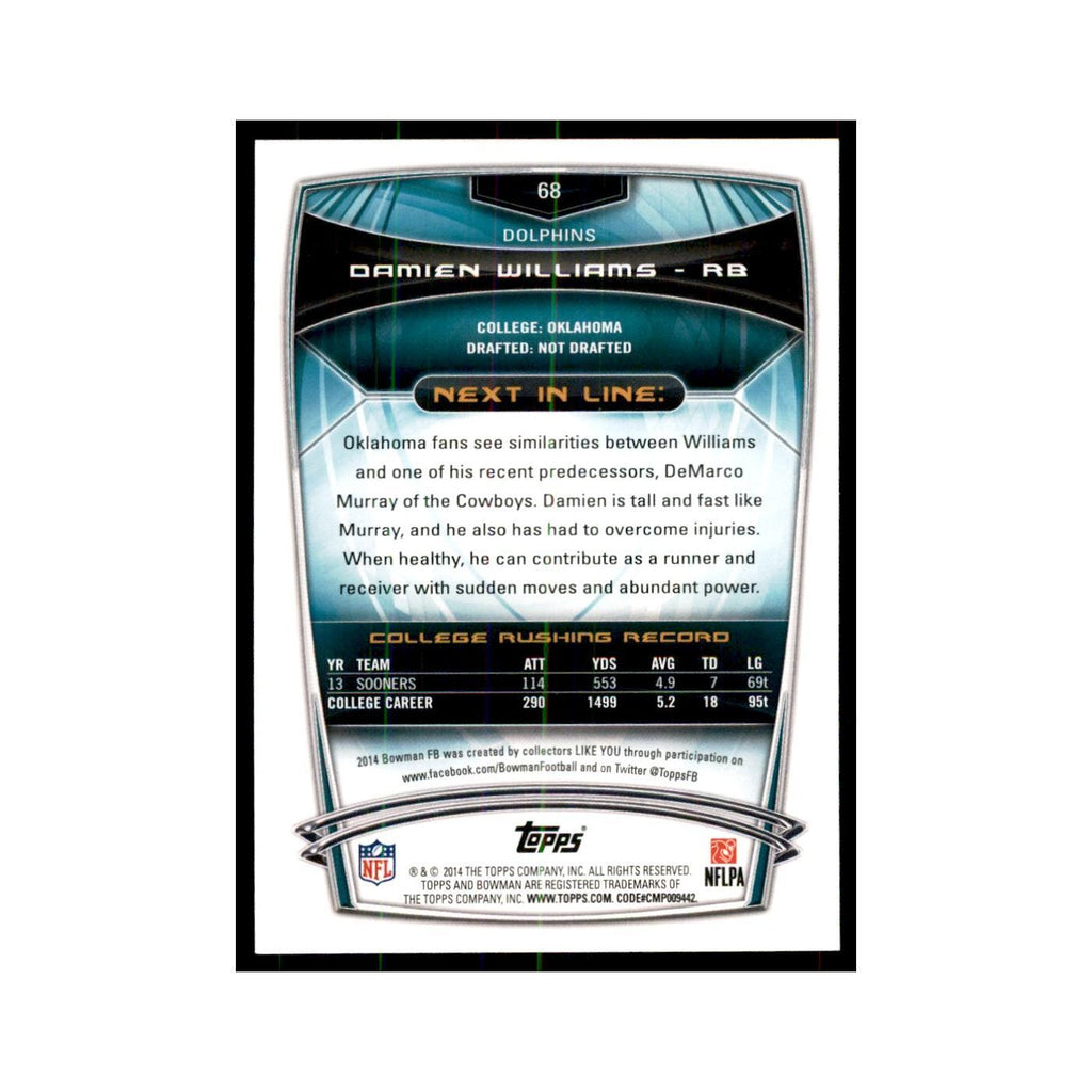 2014 Bowman Damien Williams RC Football Cards #68