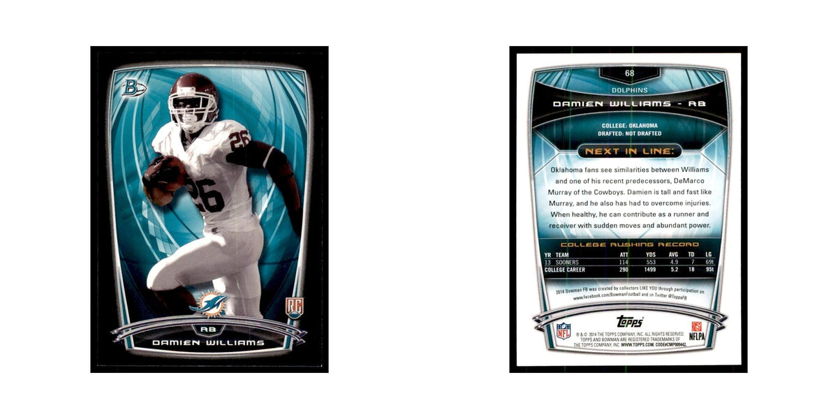 2014 Bowman Damien Williams RC Football Cards #68