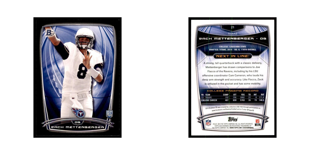 2014 Bowman Zach Mettenberger RC Football Cards #21