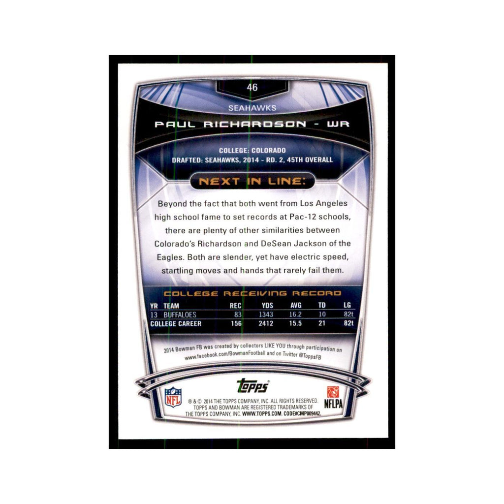 2014 Bowman Paul Richardson RC Football Cards #46