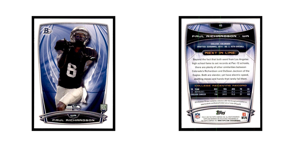 2014 Bowman Paul Richardson RC Football Cards #46