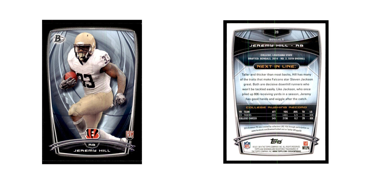 2014 Bowman Jeremy Hill RC Football Cards #28