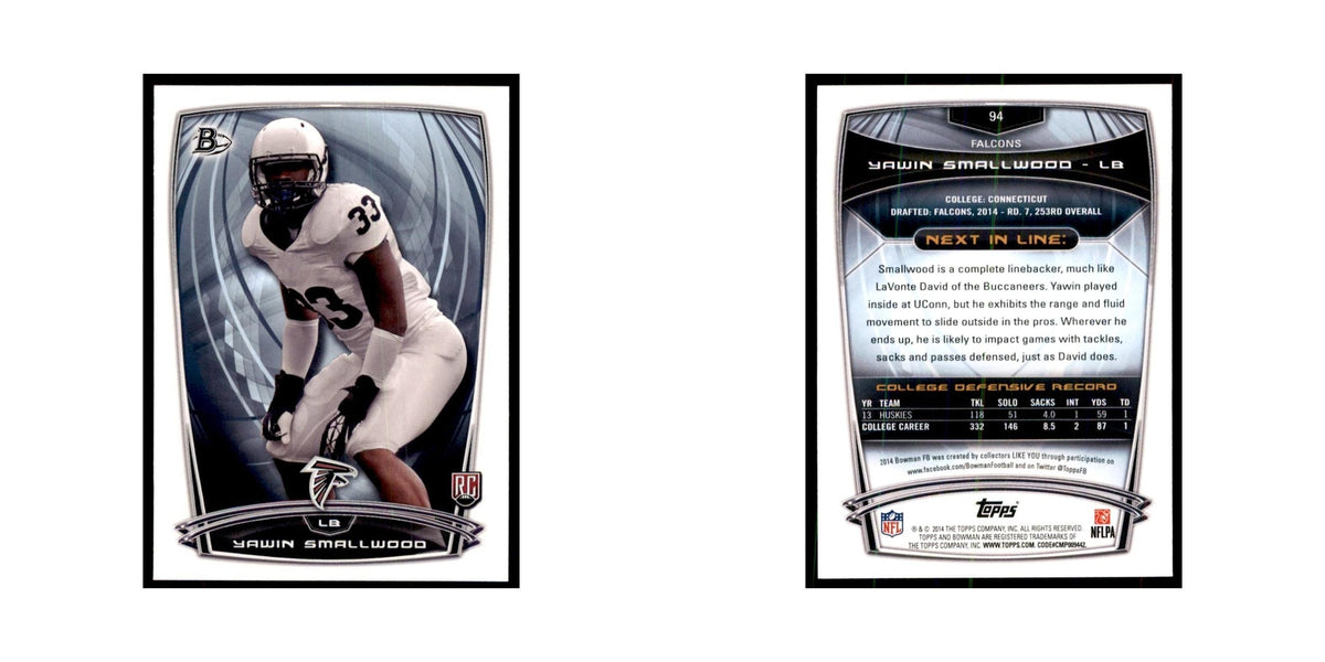 2014 Bowman Yawin Smallwood RC Football Cards #94