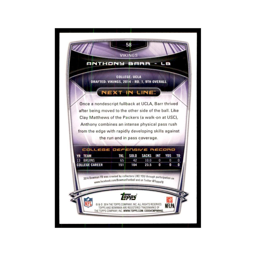 2014 Bowman Anthony Barr RC Football Cards #58