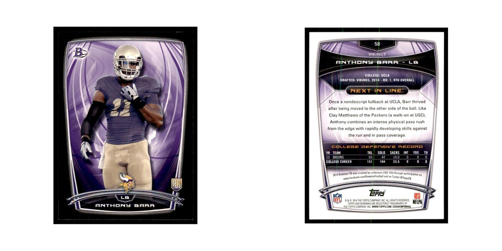 2014 Bowman Anthony Barr RC Football Cards #58
