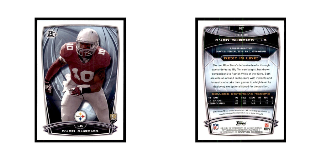 2014 Bowman Ryan Shazier RC Football Cards #107