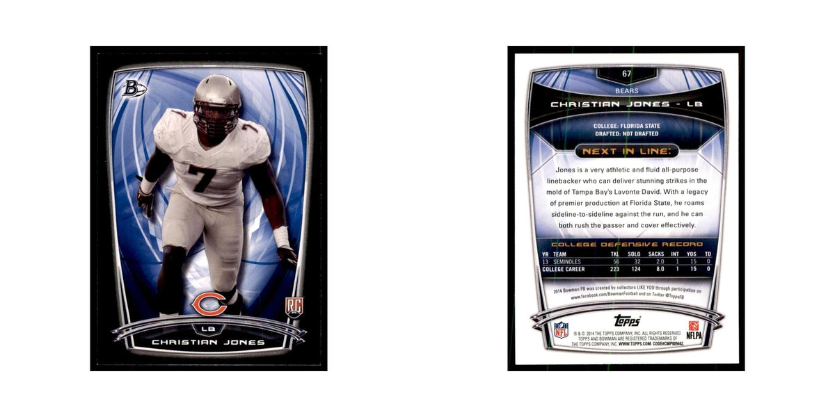 2014 Bowman Christian Jones RC Football Cards #67