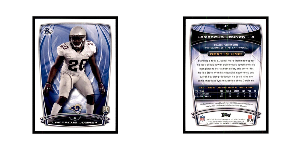 2014 Bowman Lamarcus Joyner RC Football Cards #47