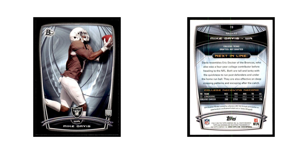 2014 Bowman Mike Davis RC Football Cards #19