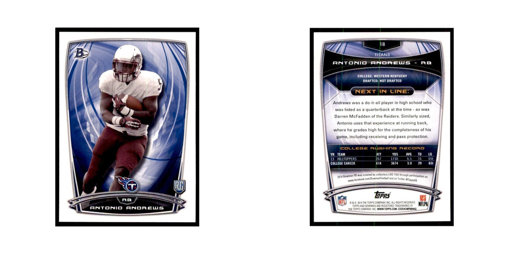 2014 Bowman Antonio Andrews RC Football Cards #18
