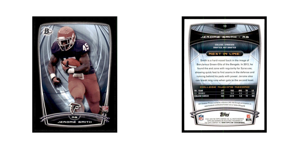 2014 Bowman Jerome Smith RC Football Cards #10