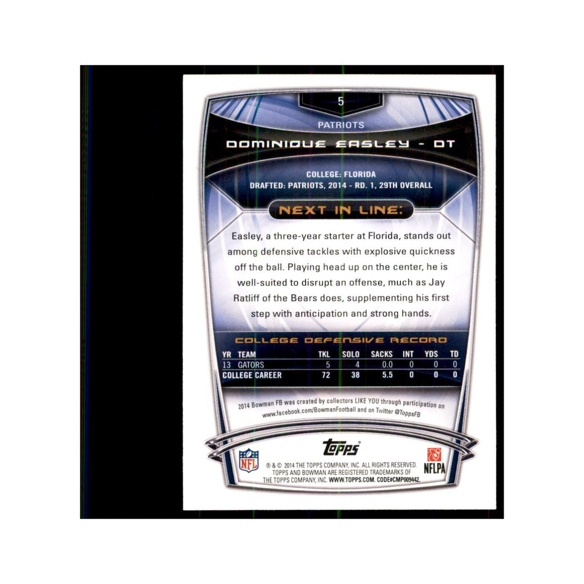 2014 Bowman Dominique Easley RC Football Cards #5