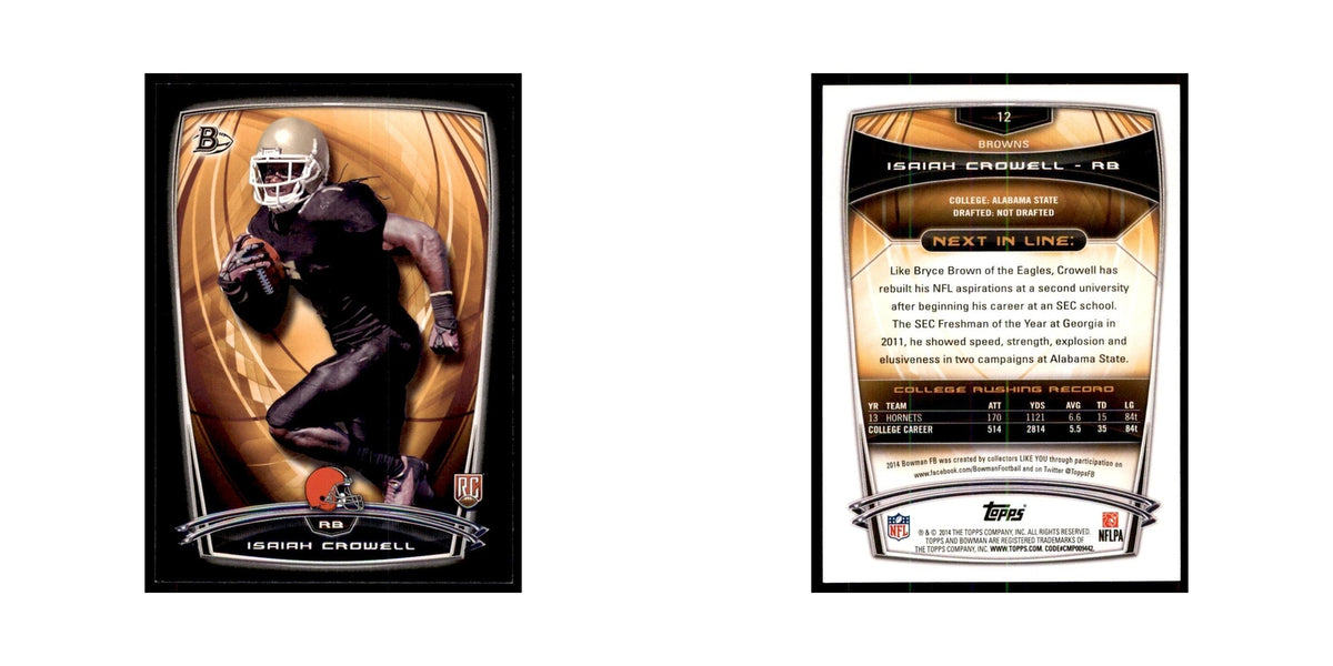 2014 Bowman Isaiah Crowell RC Football Cards #12