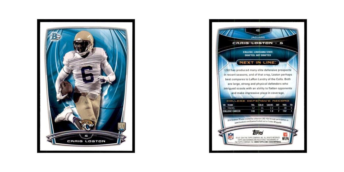 2014 Bowman Craig Loston RC Football Cards #48