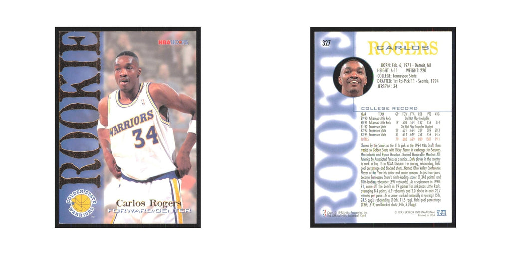 1994 NBA Hoops Carlos Rogers RC Golden State Warriors #327