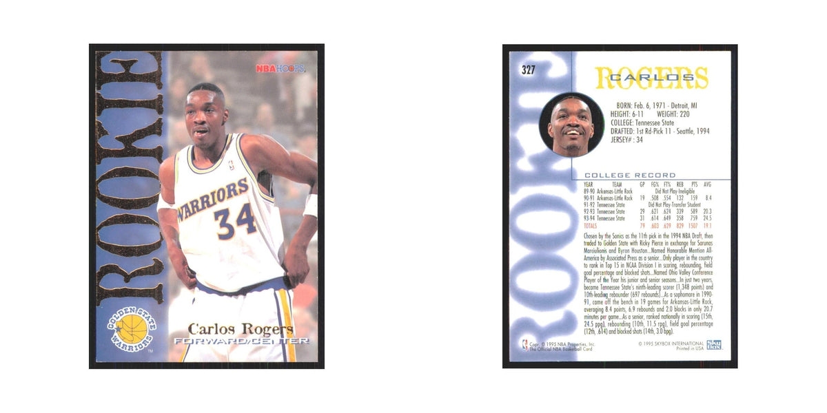 1994 NBA Hoops Carlos Rogers RC Golden State Warriors #327