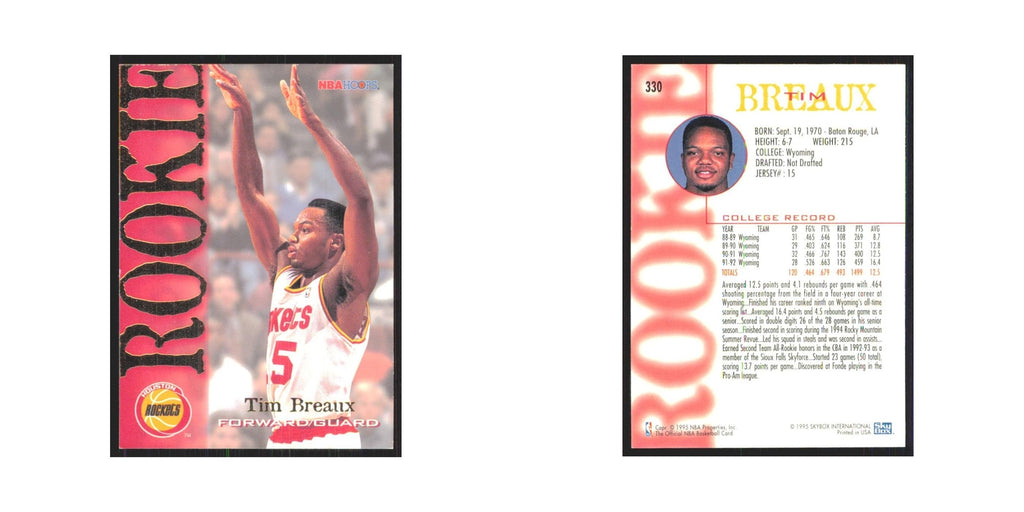 1994 NBA Hoops Tim Breaux RC Rockets #330