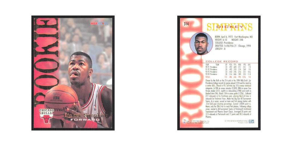 1994 NBA Hoops Dickey Simpkins RC Bulls #314