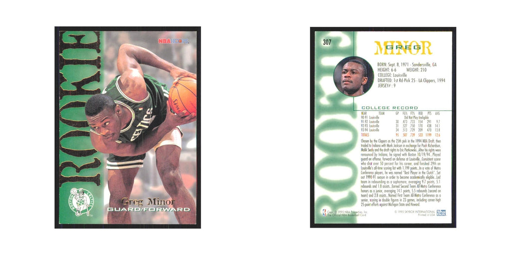 1994 NBA Hoops Greg Minor RC Celtics #307