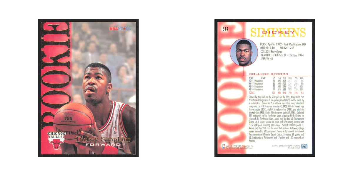 1994 NBA Hoops Dickey Simpkins RC Bulls #314