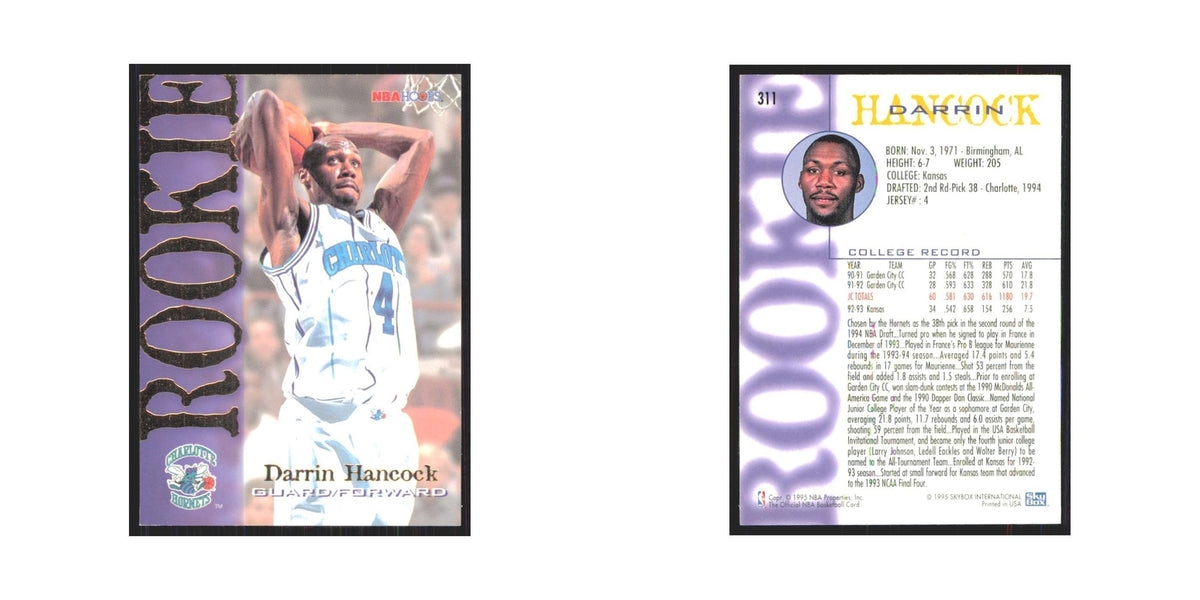 1994 NBA Hoops Darrin Hancock RC Hornets #311