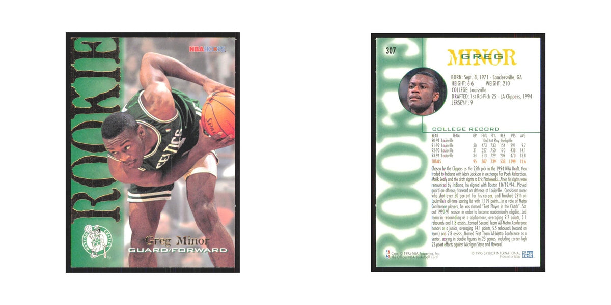 1994 NBA Hoops Greg Minor RC Celtics #307