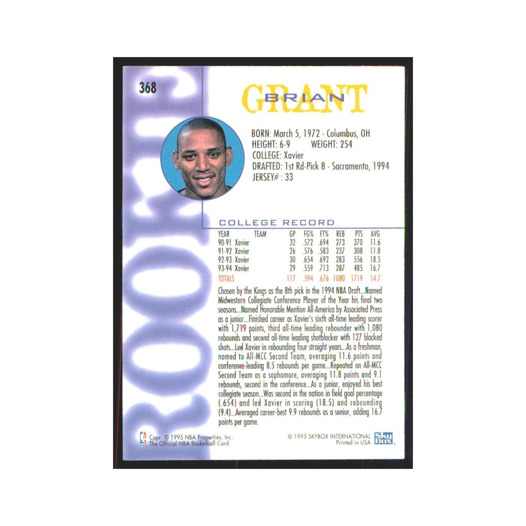 1994 NBA Hoops Brian Grant RC Kings #368