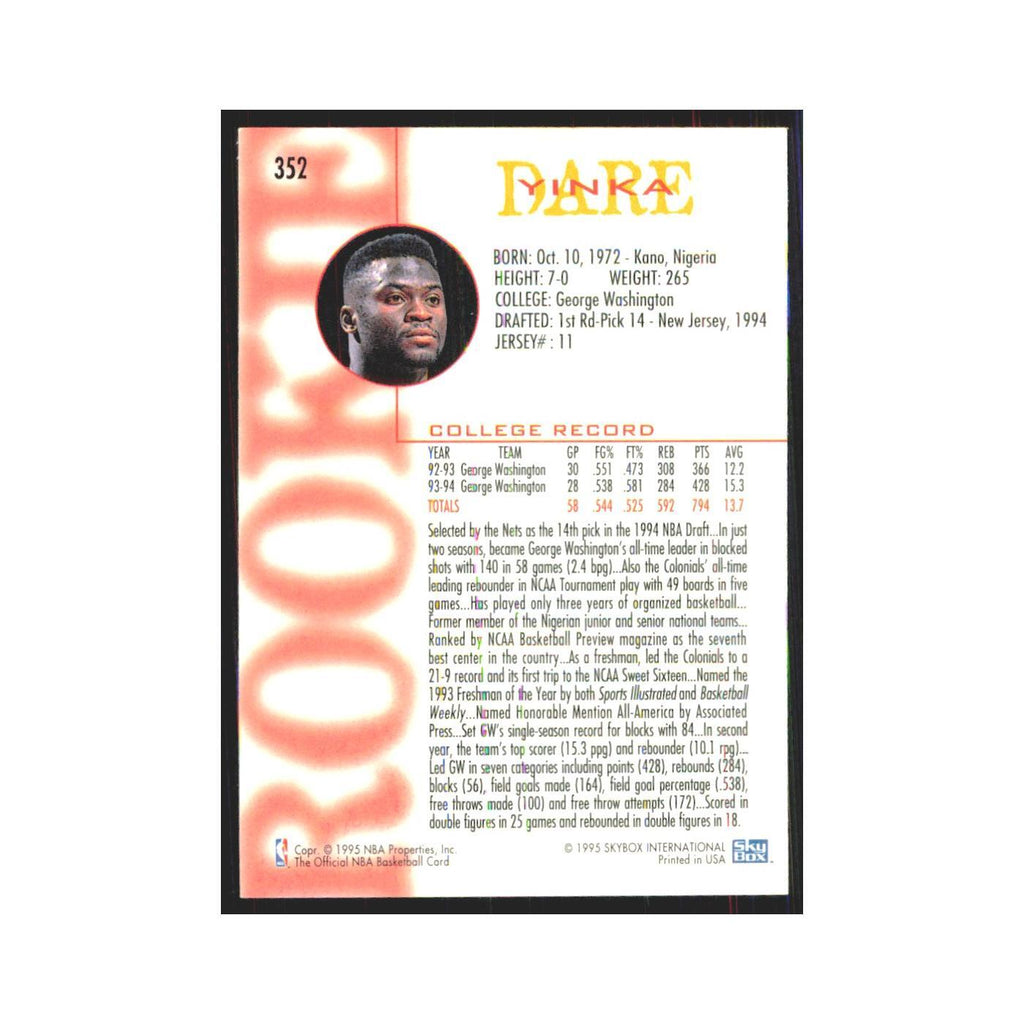 1994 NBA Hoops Yinka Dare RC Nets #352