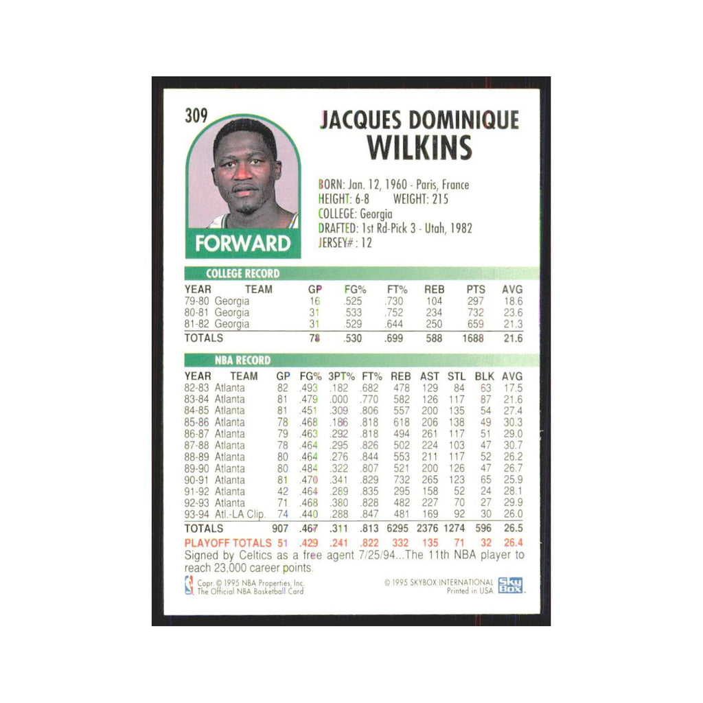 1994 NBA Hoops Dominique Wilkins Celtics #309