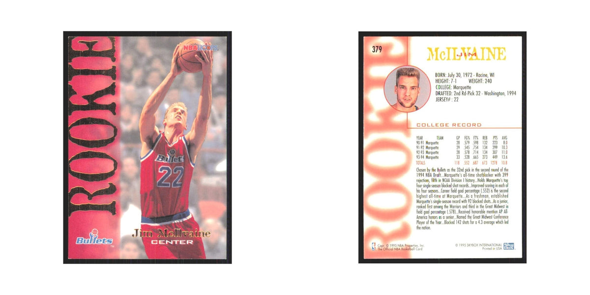 1994 NBA Hoops Jim McIlvaine RC Washington Bullets #379