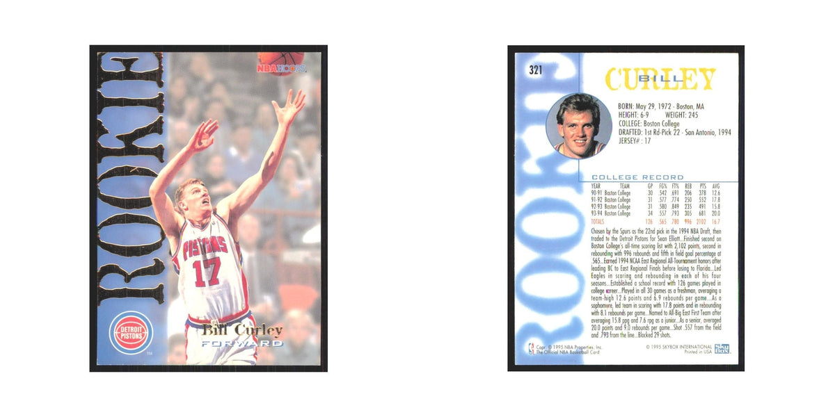 1994 NBA Hoops Bill Curley RC Pistons #321