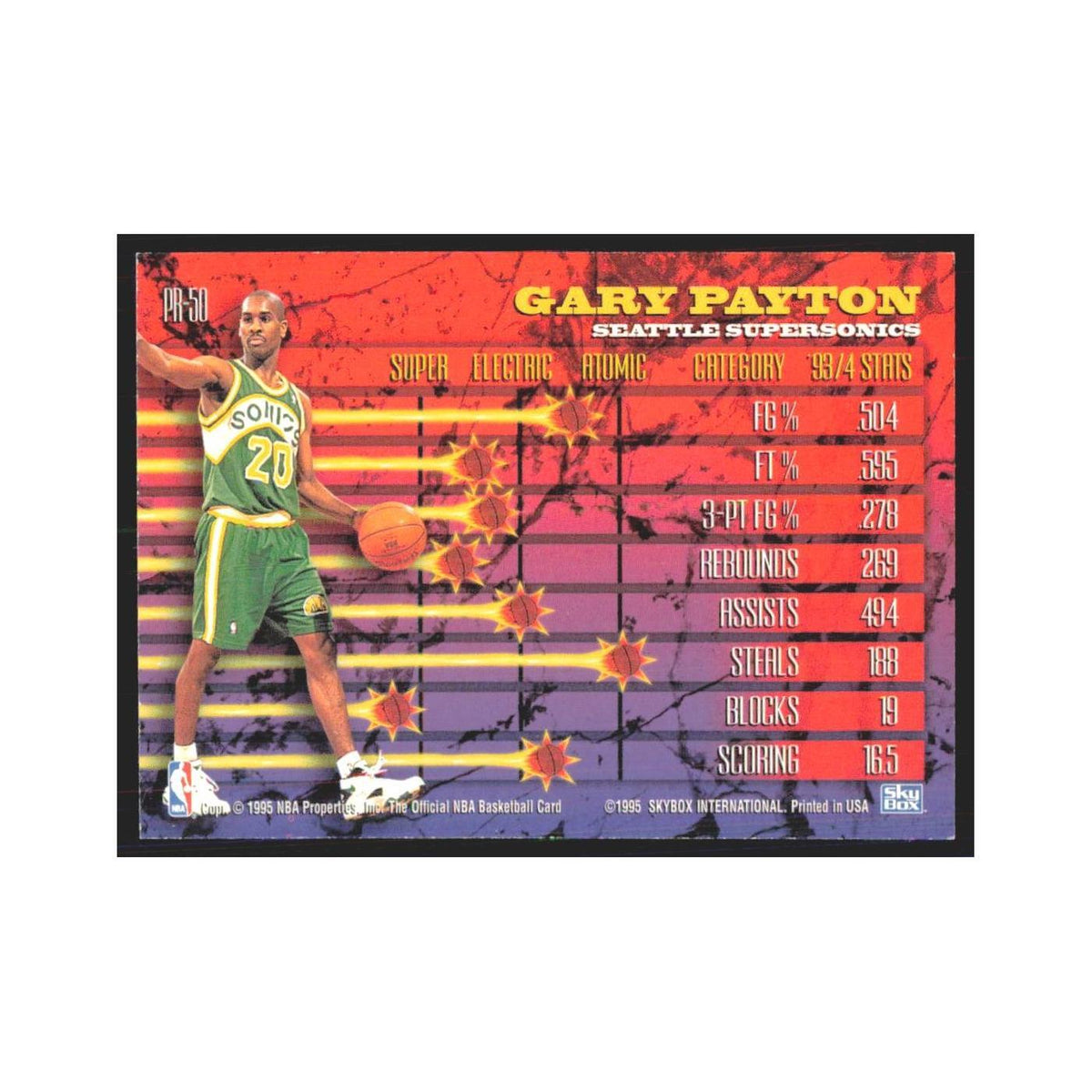 1994 NBA Hoops Gary Payton Seattle SuperSonics #PR-50
