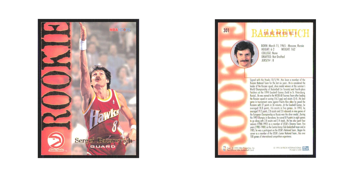 1994 NBA Hoops Sergei Bazarevich RC Hawks #301